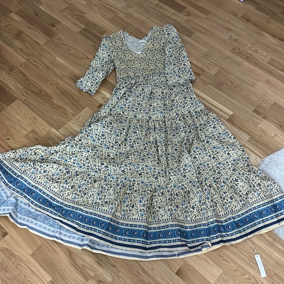 NWT Christy Dawn Basil Dress in Larkspur Ditsy Field Silk-Cotton